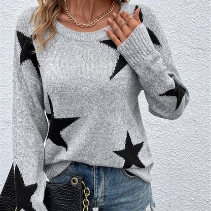 Pull en tricot pour femmes avec un motif étoile frappant et col rond Chic und Stil