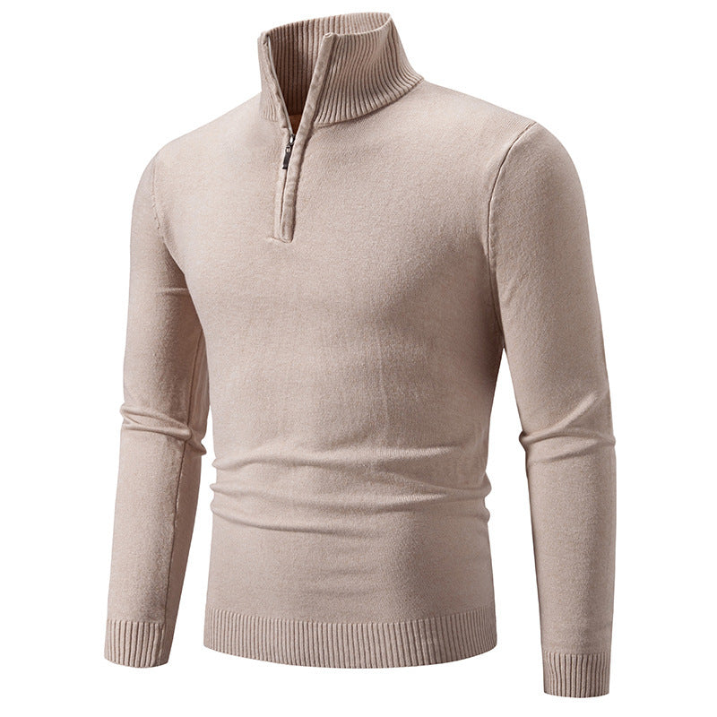 Pull en col roulé pour hommes avec zip court et texture fine Chic und Stil
