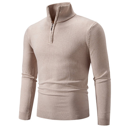 Pull en col roulé pour hommes avec zip court et texture fine Chic und Stil