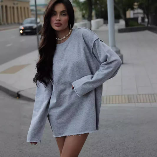 Pull over oversized décontracté pour femmes en mélange de coton doux Chic und Stil