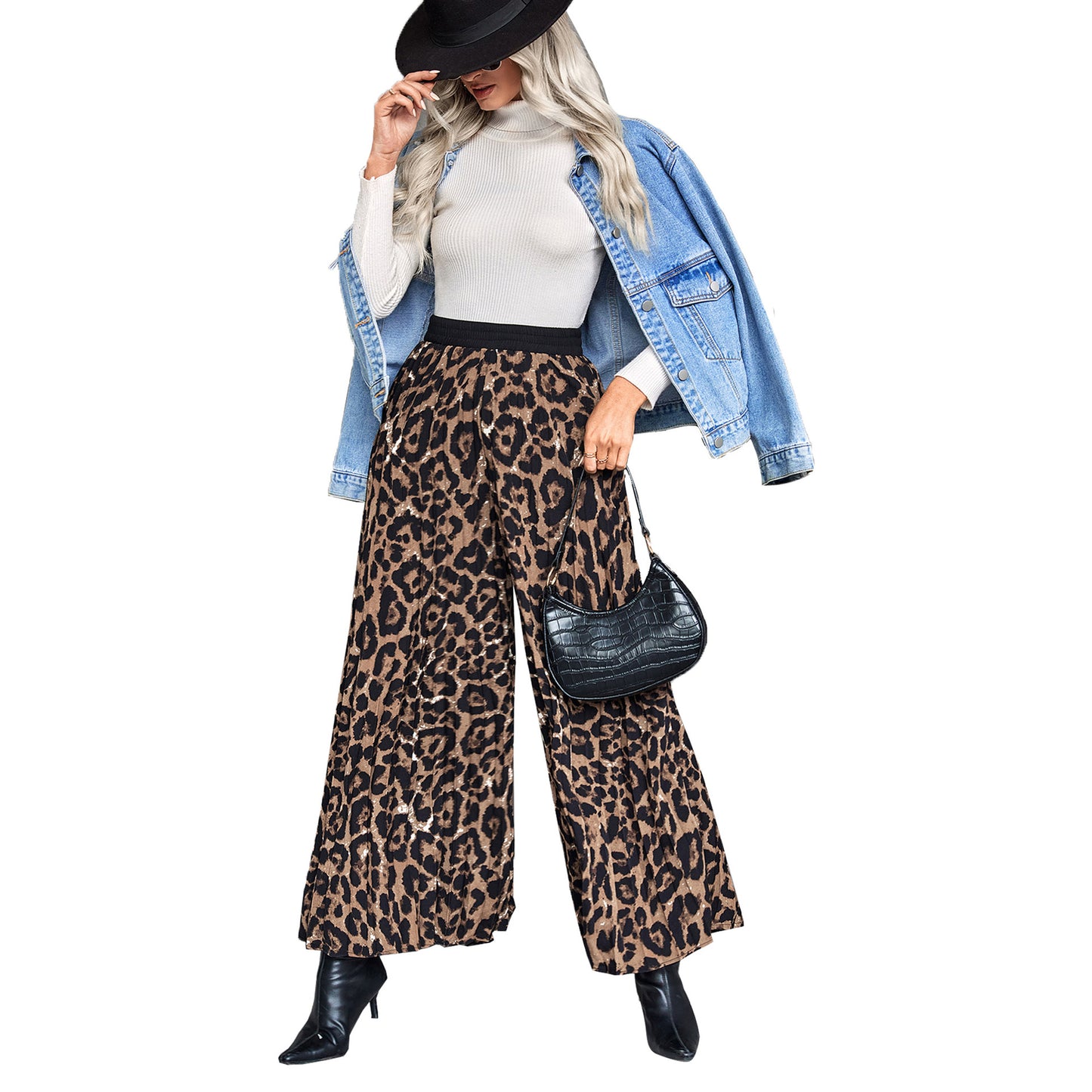 Wide leopard pants for women with elastic waistband and elegant cut Chic und Stil