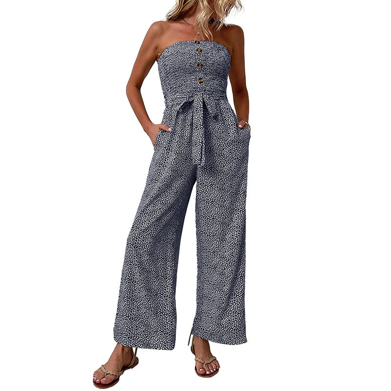 combinaison sans manche pour femmes à jambes larges avec détails de boutons Chic und Stil