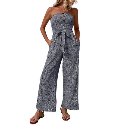 combinaison sans manche pour femmes à jambes larges avec détails de boutons Chic und Stil