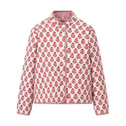 Dames doudoune avec motifs floraux et col élégant Chic und Stil