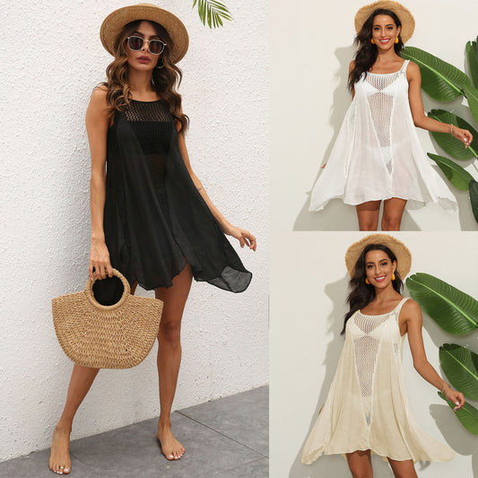 Dames Robe de Plage en Crochet Aérée Cover-Up Chic und Stil