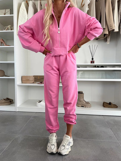 Dames confortable ensemble de loisirs avec col montant et poches plaquées Chic und Stil