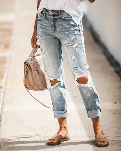 Jeans Boyfriend Destroyed pour femmes avec des détails décontractés Chic und Stil