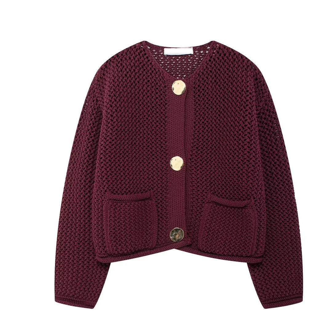 Dames cardigan mode avec des boutons dorés et des poches à passepoil Chic und Stil