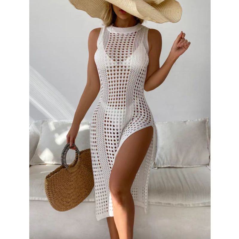 Robe maxi tricotée ouverte élégante pour femmes Chic und Stil