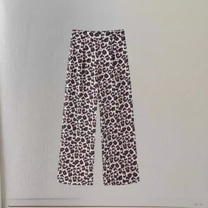 Women Large Leopard Print Chic Pants