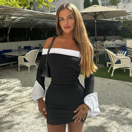 Robe mini hors-épaules pour femmes avec des manches bouffantes élégantes Chic und Stil
