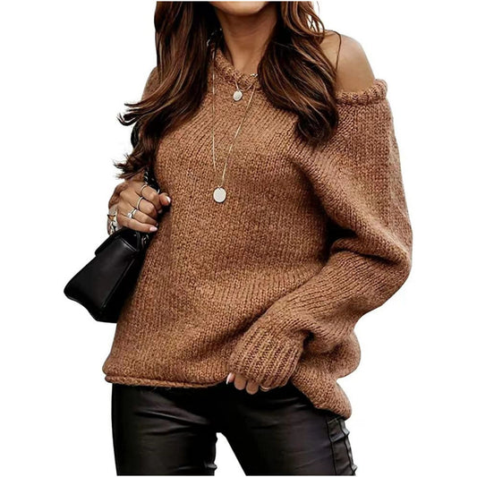 Pull décontracté pour femmes avec un design d'épaule ouverte et un tricot doux Chic und Stil