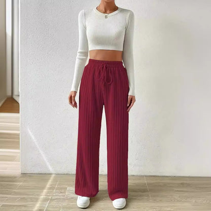 Casual stretch pants for women with elastic waistband and practical drawstring Chic and Style