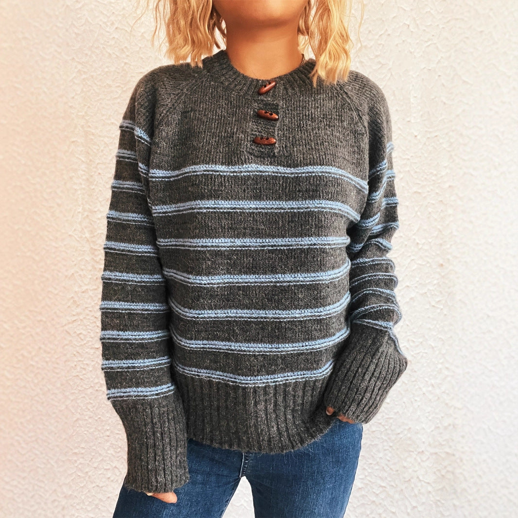 Pull-over en tricot pour dames avec coupe ample et motif rayé à la mode Chic und Stil