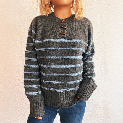 Pull-over en tricot pour dames avec coupe ample et motif rayé à la mode Chic und Stil