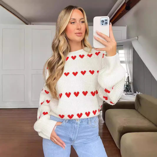 Pull en tricot pour femmes avec motif en cœur et coupe décontractée Chic und Stil