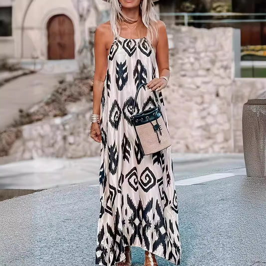 Robe maxi aérienne pour femmes avec un élégant motif ethnique Chic und Stil