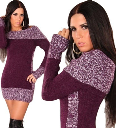 Dames Robe en tricot élégante avec décolleté dénudé et détails de boutons Chic und Stil