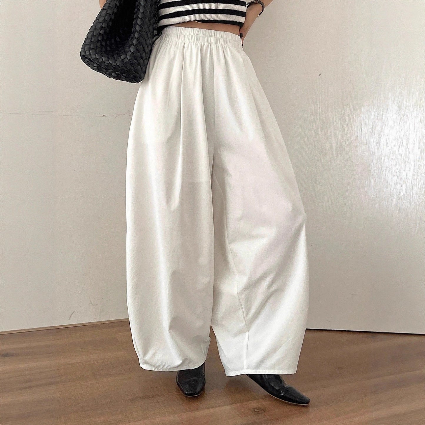 Loose fabric pants for women with elastic waist Chic and Style