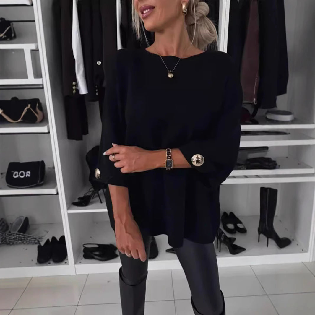 Dames élégant et confortable pull surdimensionné avec détails de bouton décoratifs Chic und Stil