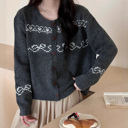 Dames Cardigan en tricot douillet avec motif unique Chic und Stil