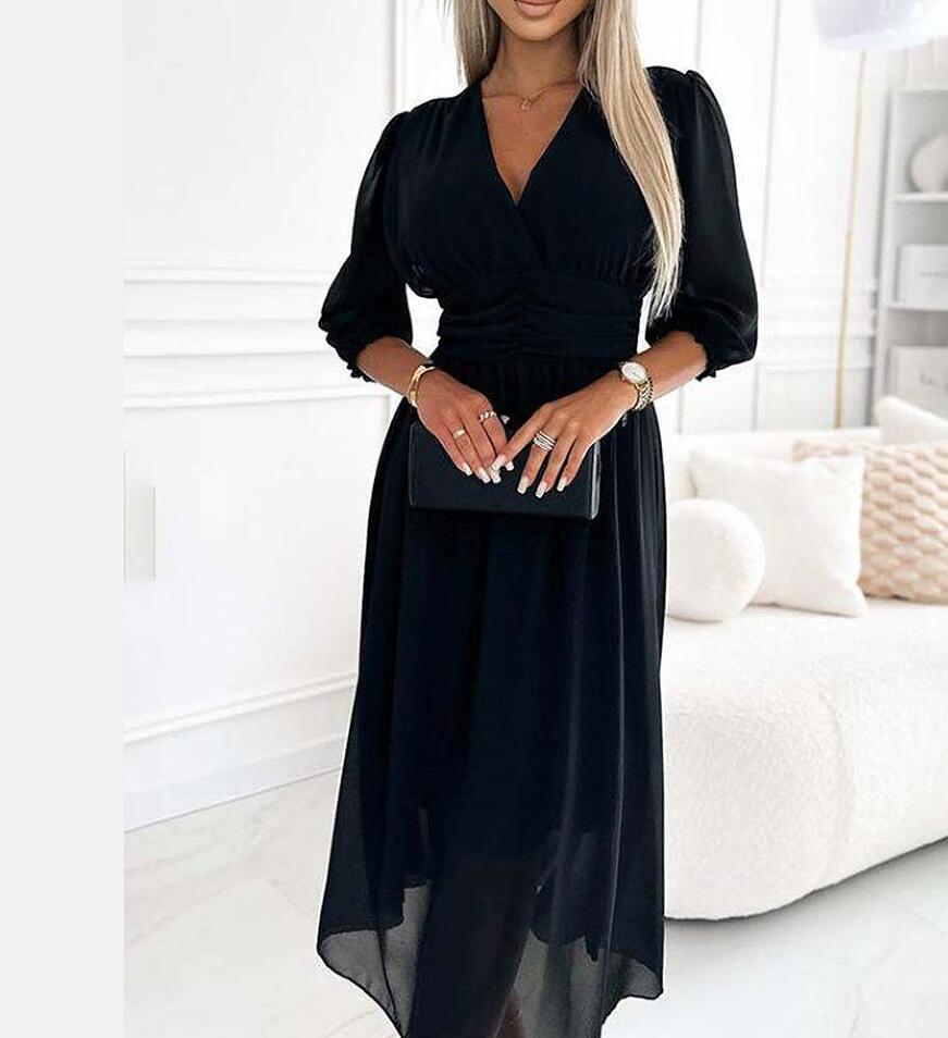 Femme Robe Maxi Fluide à encolure en V Chic und Stil