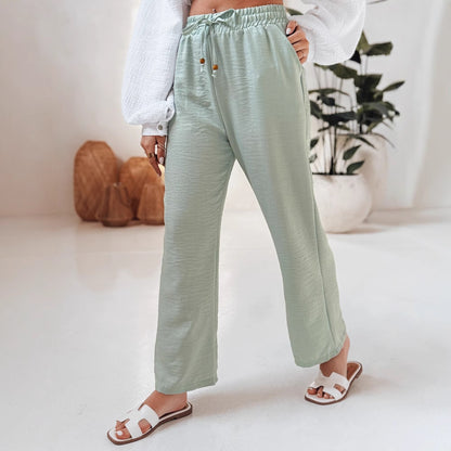 Ladies Comfortable linen pants with elastic waistband and side pockets Chic and Style