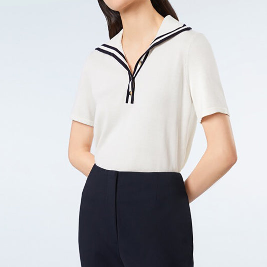 Top Polo Femme avec Détail Col Nautique Chic und Stil