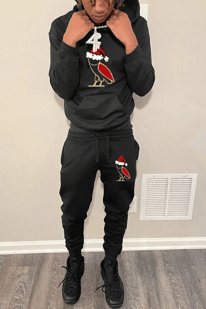 Women's hoodie and jogger pants set with festive design Chic and Style