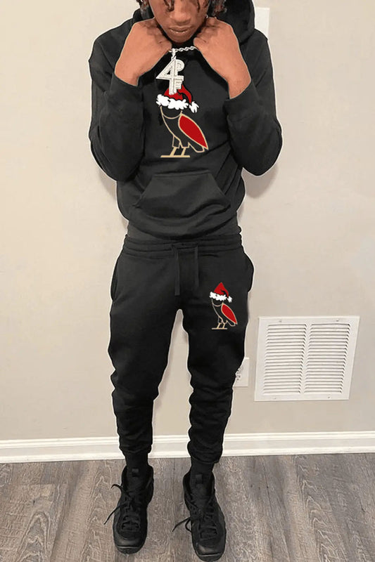 Women's hoodie and jogger pants set with festive design Chic and Style