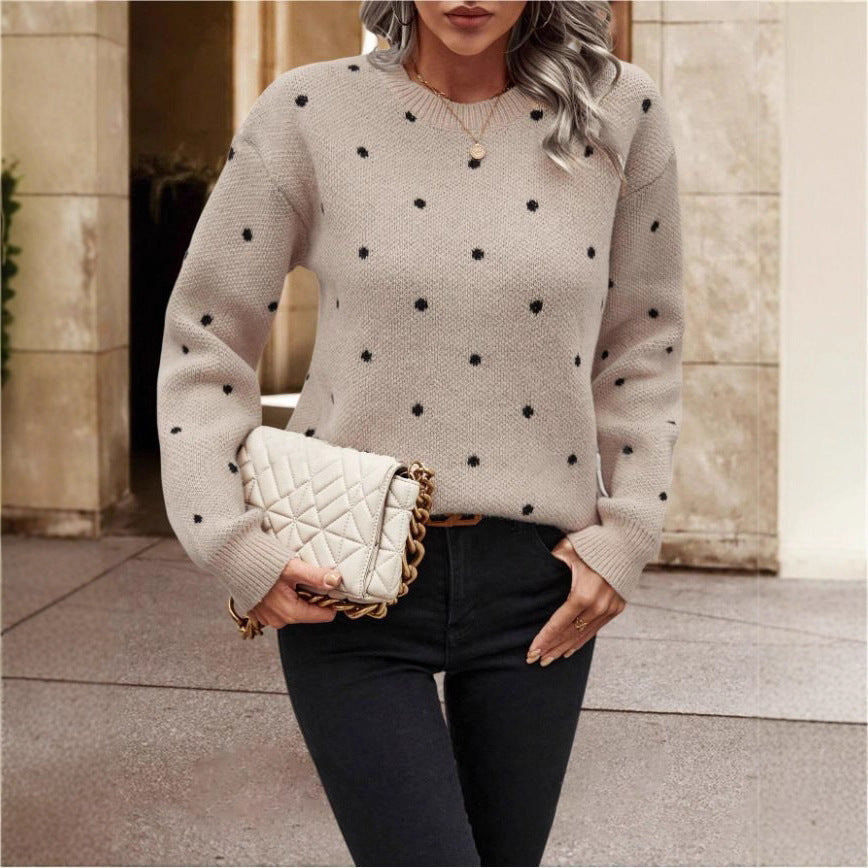Pull en maille à motifs pour femmes avec col ras du cou et coupe décontractée Chic und Stil