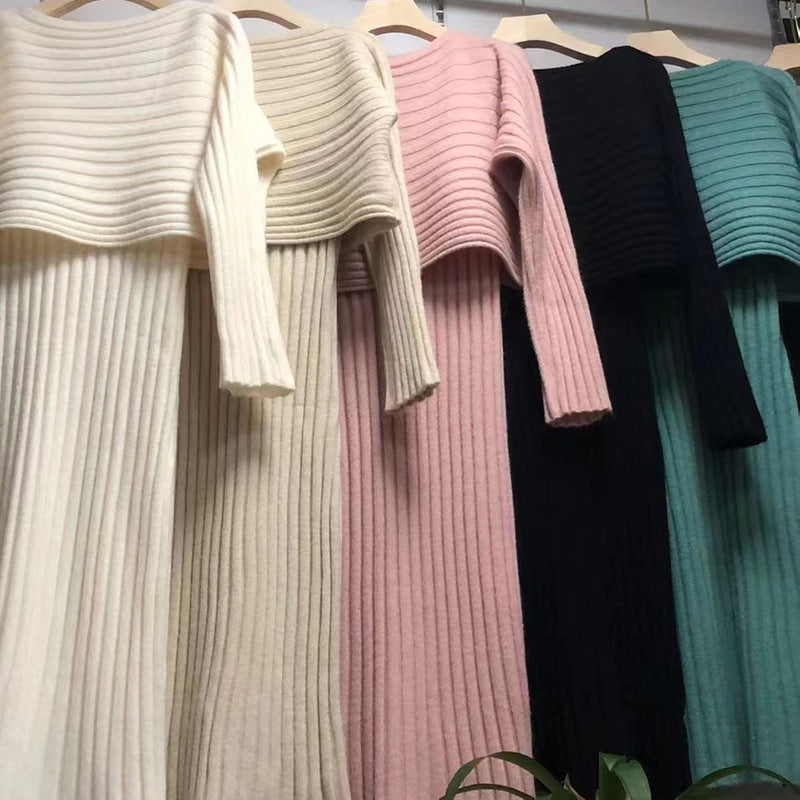 Robe en tricot pour dames avec décolleté asymétrique et fine structure côtelée Chic und Stil