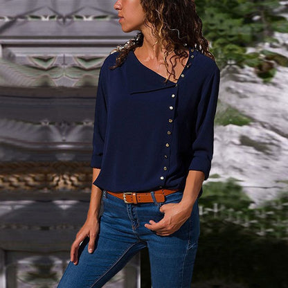 Dames Boutonné Détente Fit Blouse Chic und Stil