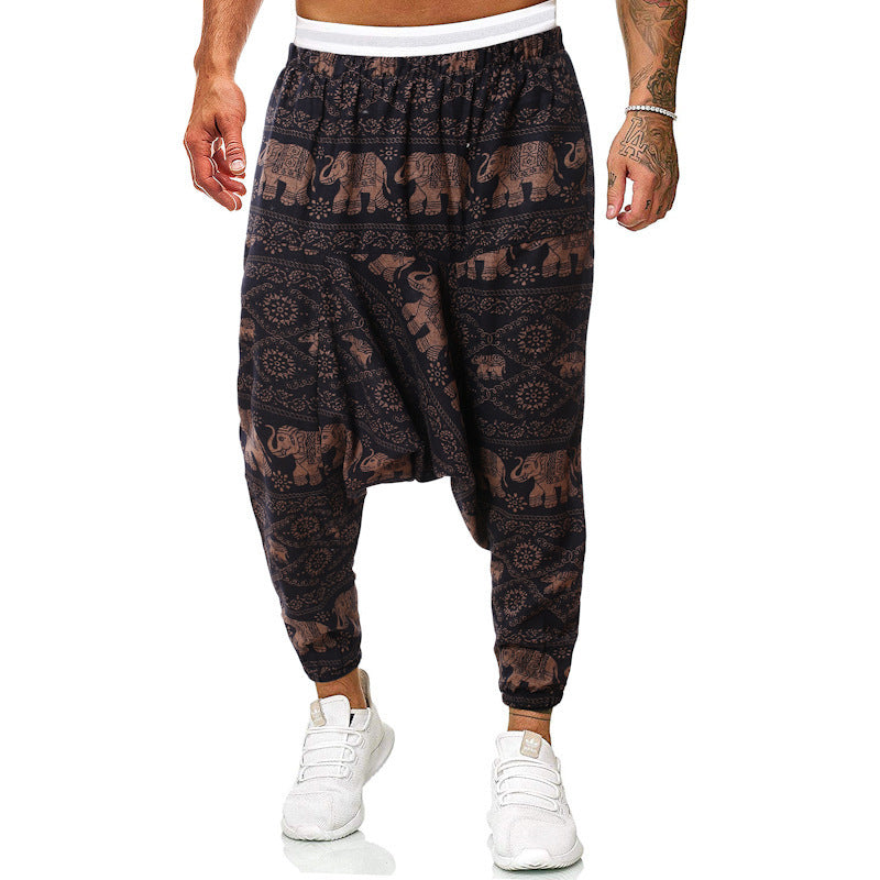 Harem pants for men with unique fancy pattern and elastic waist Chic and Style