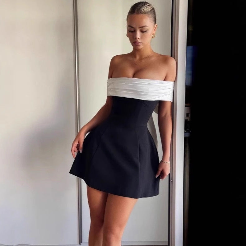 Robe off-shoulder pour dames avec drapé élégant Chic und Stil