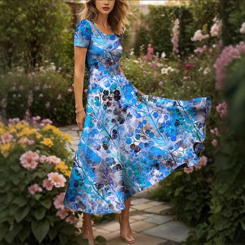 Robe maxi femme avec design floral artistique et coupe fluide Chic und Stil