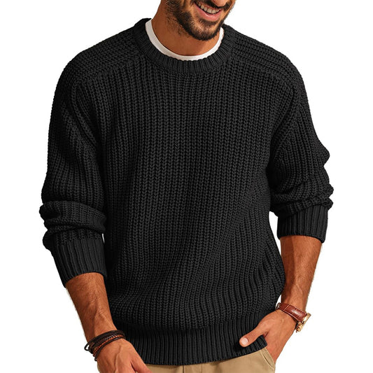 Pull en gros tricot pour hommes avec col rond et coupe décontractée Chic und Stil