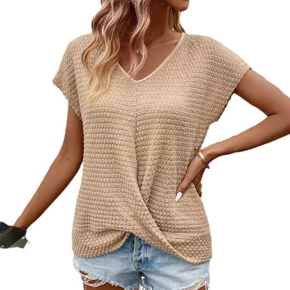 Women's Casual V-Neck T-Shirt with Structured Fabric Chic und Stil