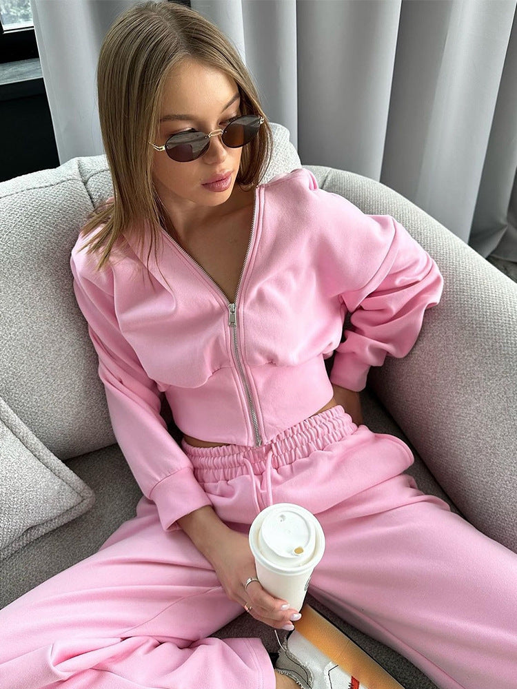 Chic Crop Top and Wide Lounge Pants Set for Women