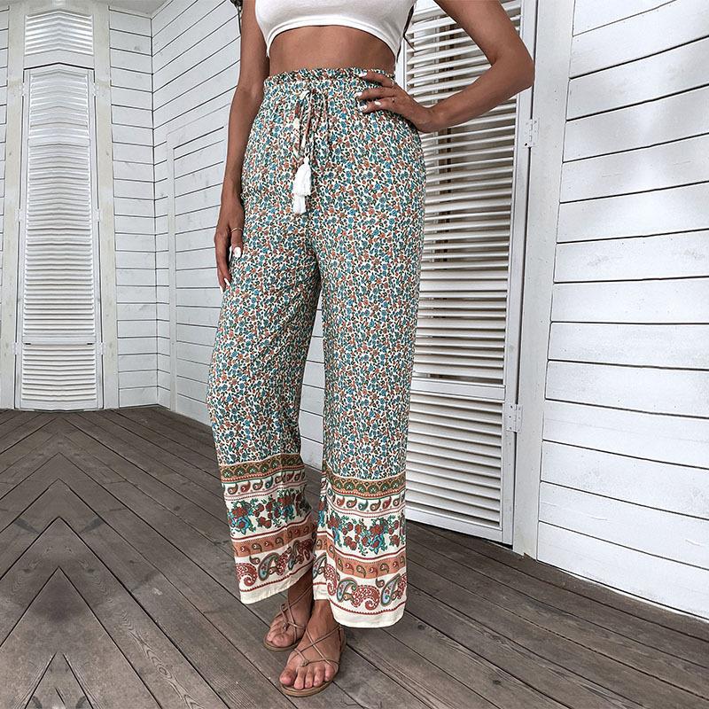 Women Wide Pants Floral Bohemian Chic and Style