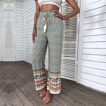 Women Wide Pants Floral Bohemian Chic and Style