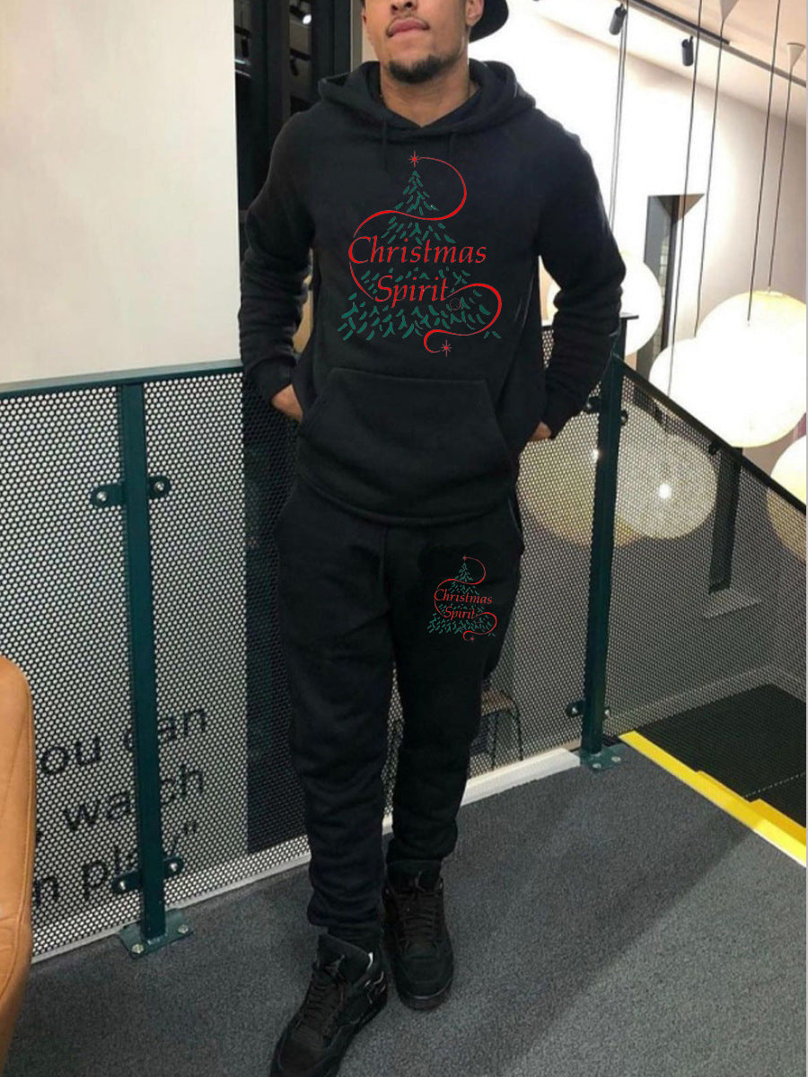 Women's hoodie and jogger pants set with festive graphic design Chic und Stil