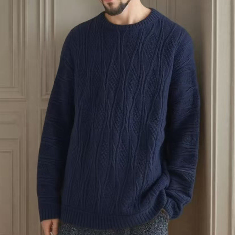Pull à grosse maille pour femmes avec un motif alvéolé unique et un col haut Chic und Stil
