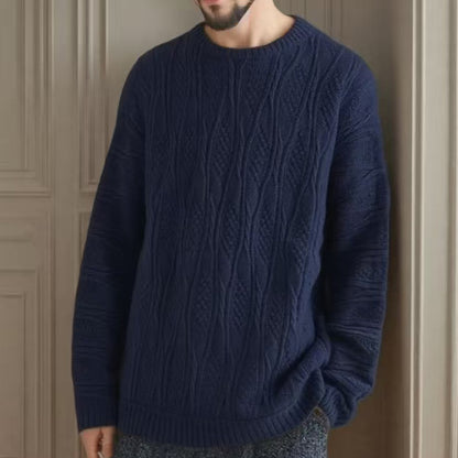 Pull à grosse maille pour femmes avec un motif alvéolé unique et un col haut Chic und Stil