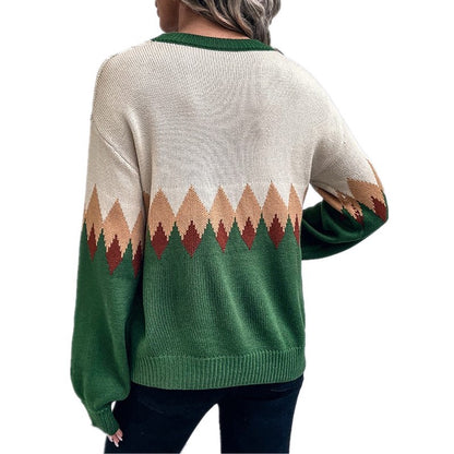 Pull femme avec motif de montagne tendance et col rond confortable Chic und Stil