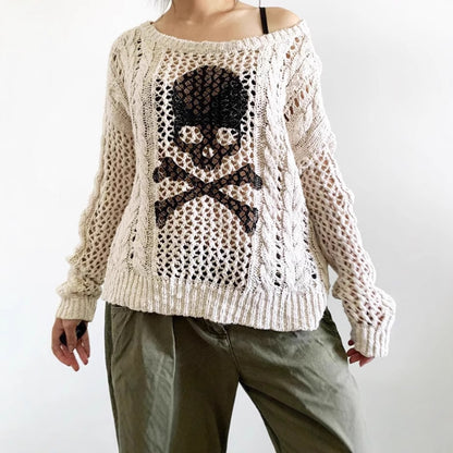 Pull en tricot épais pour femmes avec motif squelette Chic und Stil