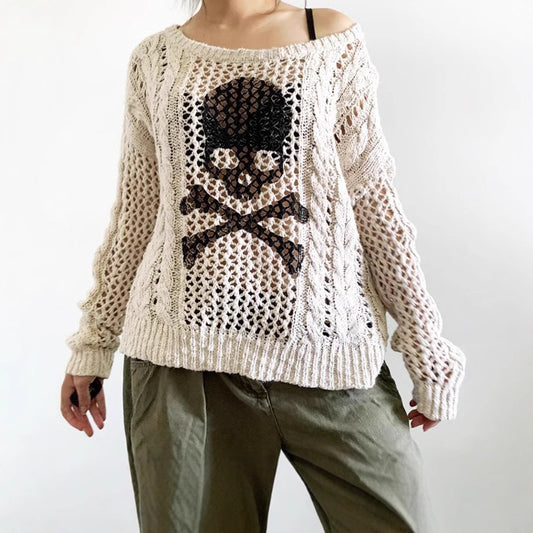 Pull en tricot épais pour femmes avec motif squelette Chic und Stil