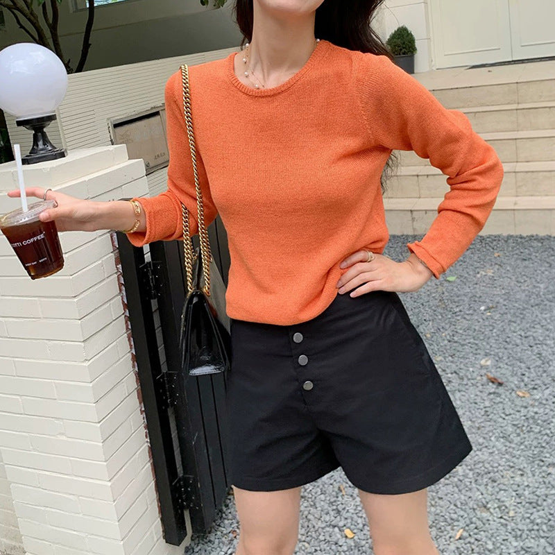 Ensemble de pull en tricot décontracté pour femmes et shorts ajustés Chic und Stil