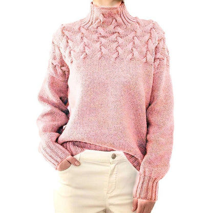 Pull en tricot pour femmes avec col montant et motif torsadé tendance Chic und Stil