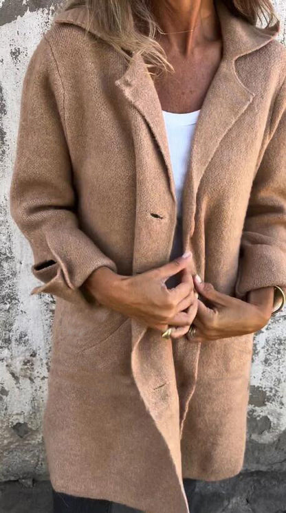 Dames Élégante Veste en Laine avec Boutonnage Complet et Poches Spacieuses Chic und Stil